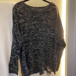 Distressed Black and White Gypsy Warrior/Pacsun Sweater - Medium Size